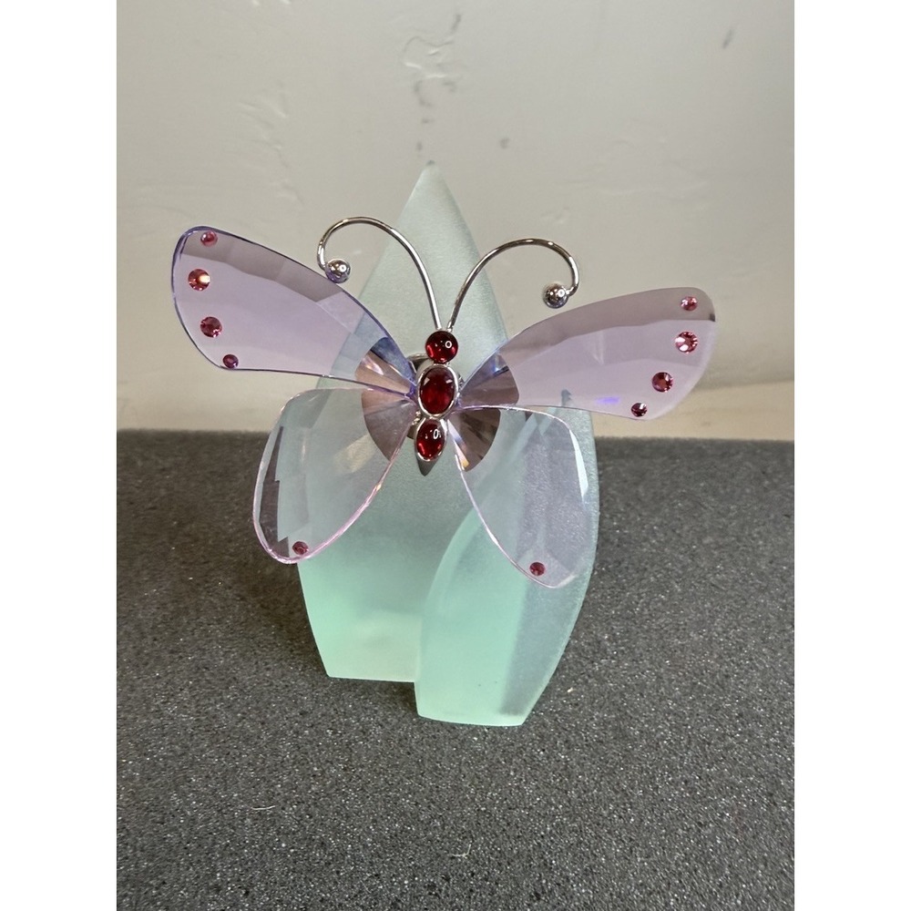 Swarovski Crystal Paradise Acara Violet Butterfly Figurine 719184 Box & Stand